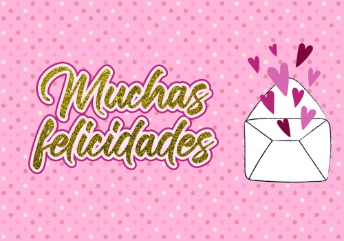 Muchas felicidades sobre corazones